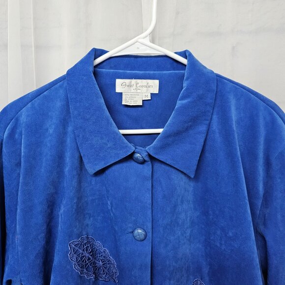 Vintage Great Cavalier Jacket Blue Embroidered Retro Boho M - Picture 2 of 8